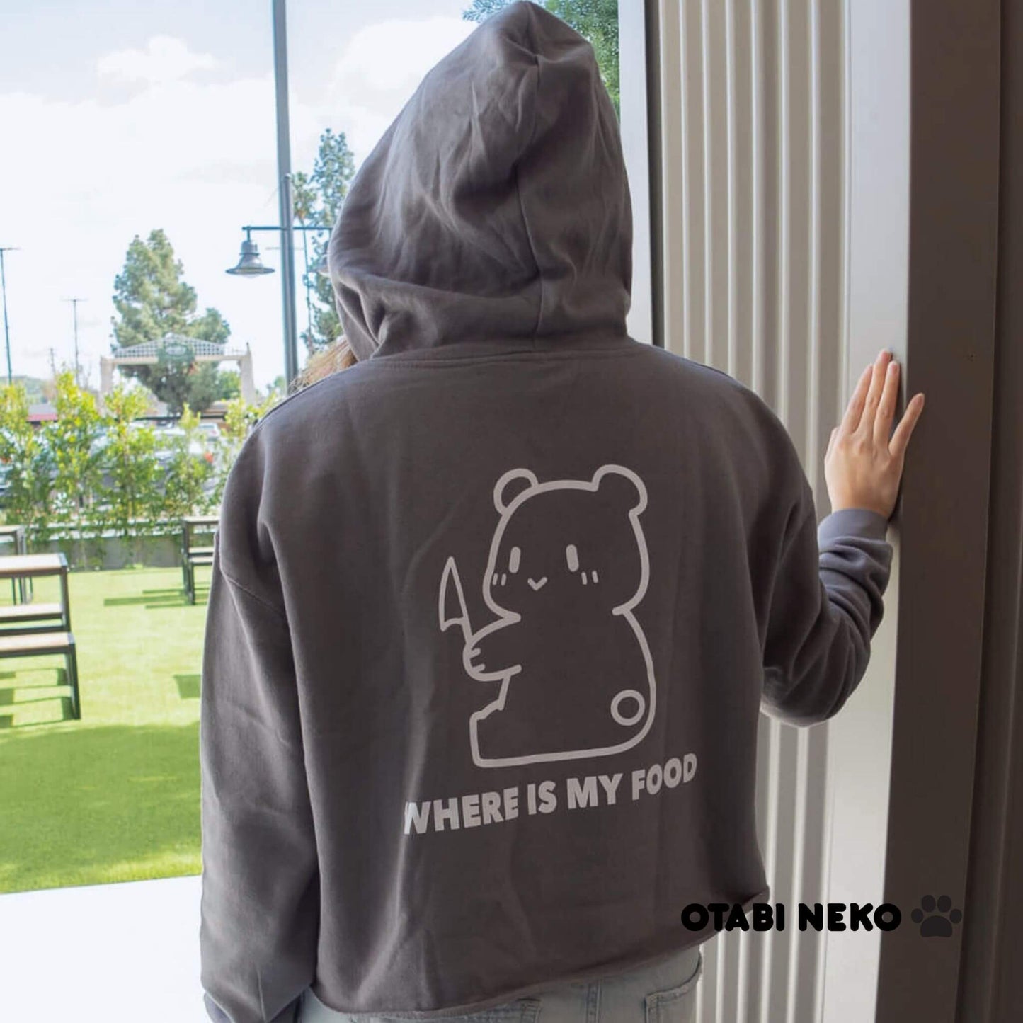 Hangry Bear Crop Hoodie