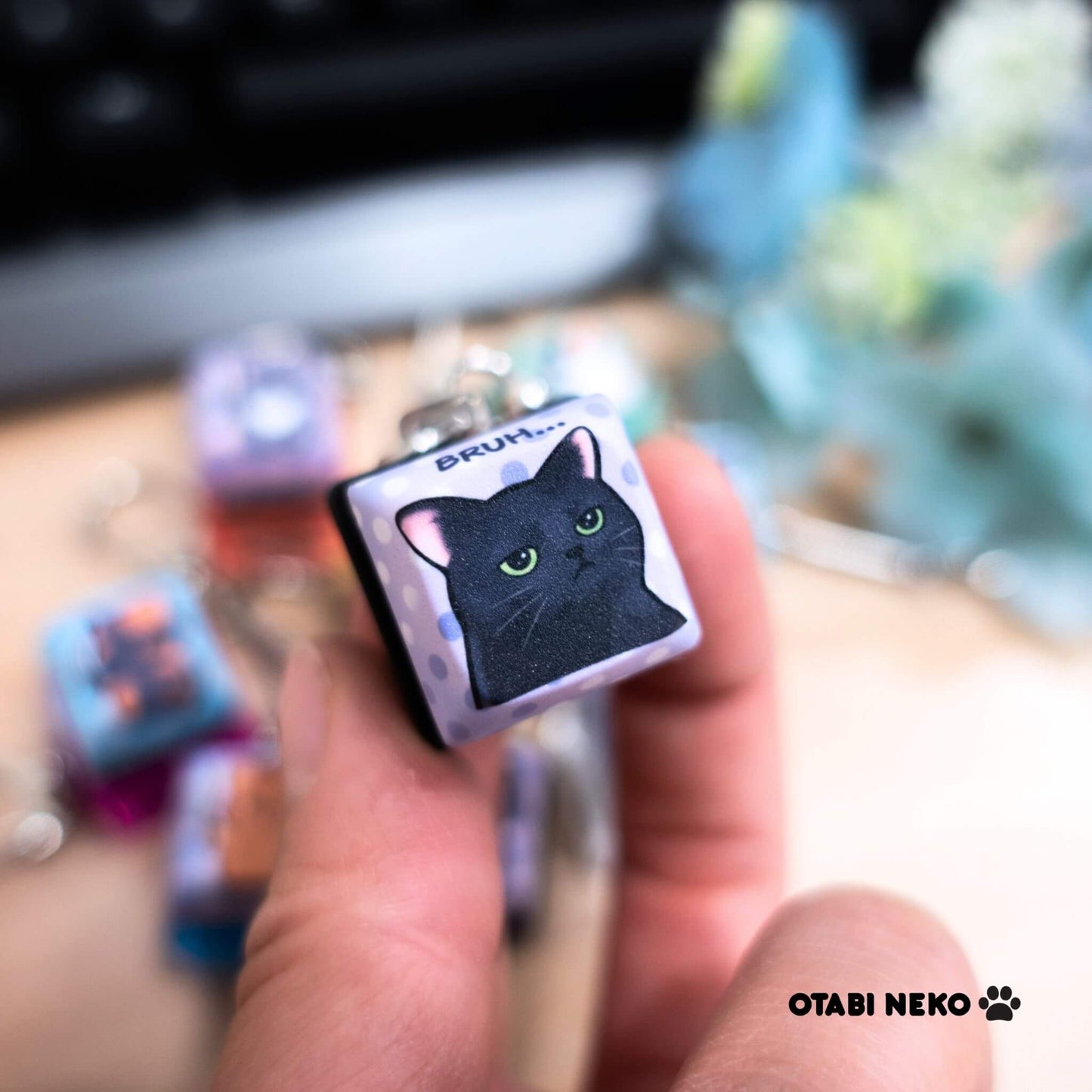 Bruh Cat Keycap Keychain