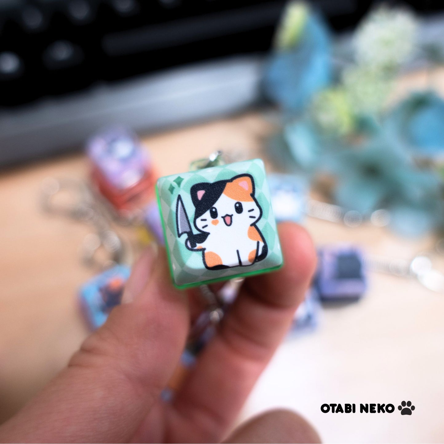 Vicious Cat Keycap Keychains