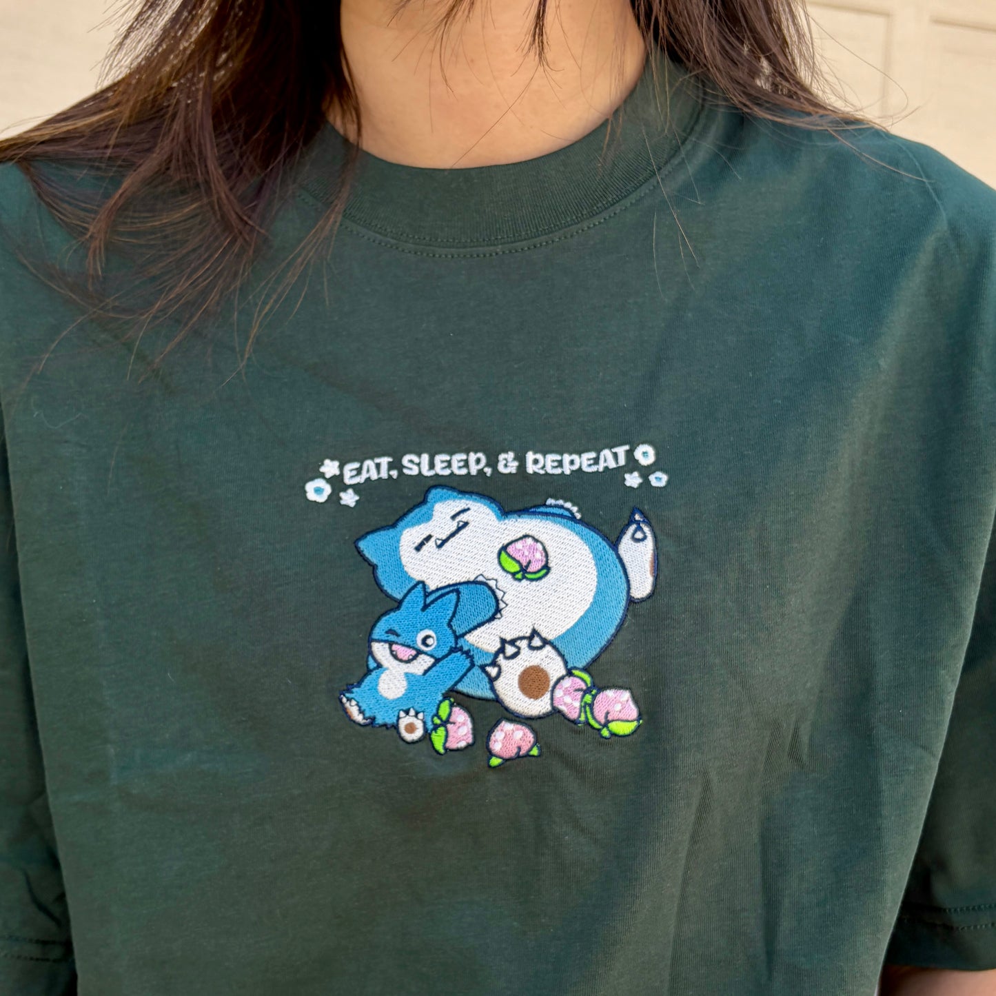 Sleep, Eat, & Repeat Embroidered Tee
