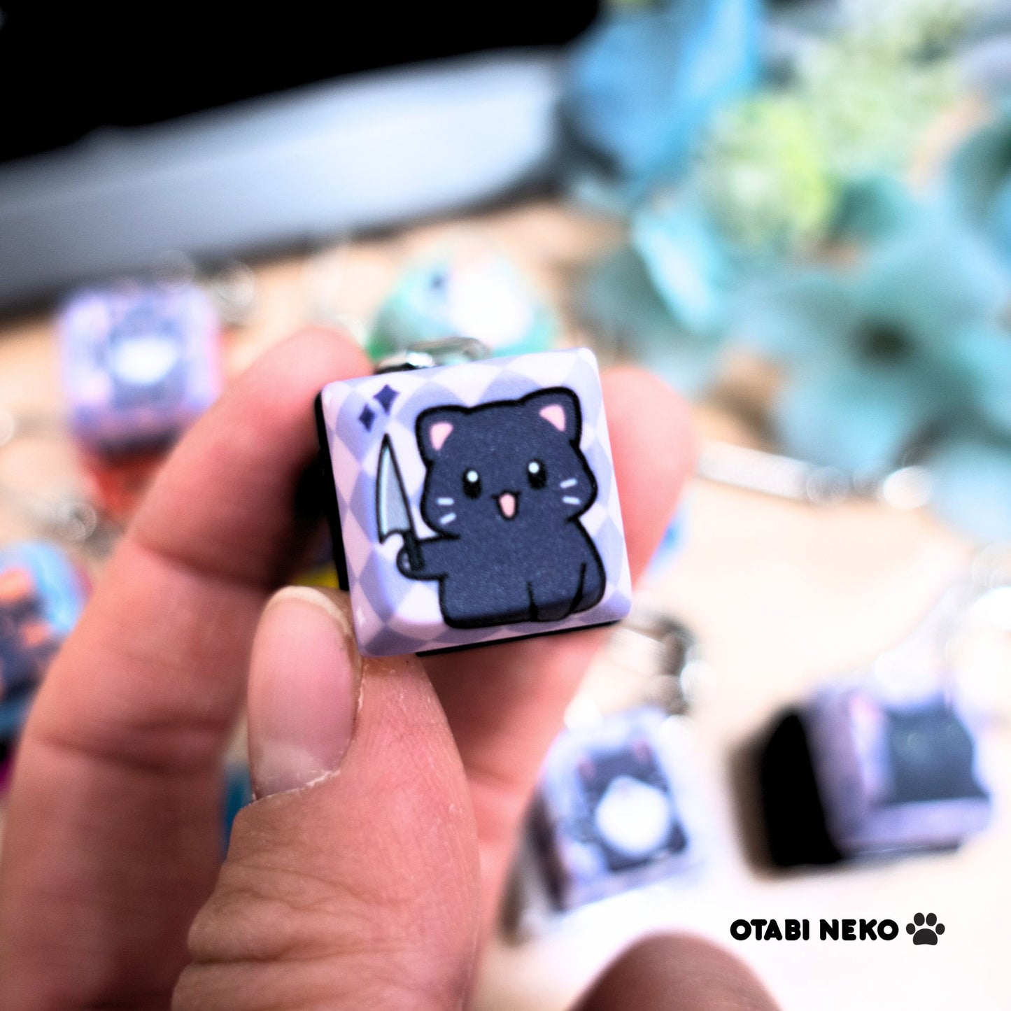 Vicious Cat Keycap Keychains