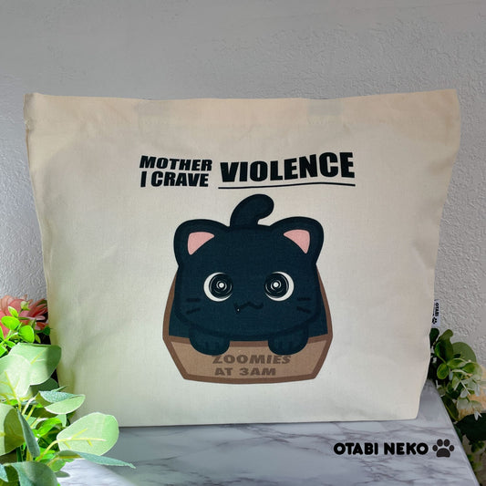 Feed me first Black Cat Tote Bag