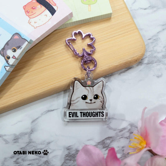 Evil Thought Cat Keychain