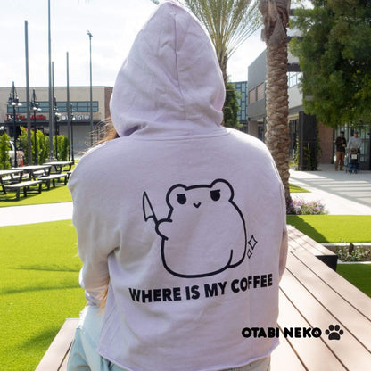 Coffeeholic Frog Crop Hoodie