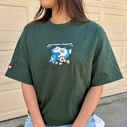 Sleep, Eat, & Repeat Embroidered Tee