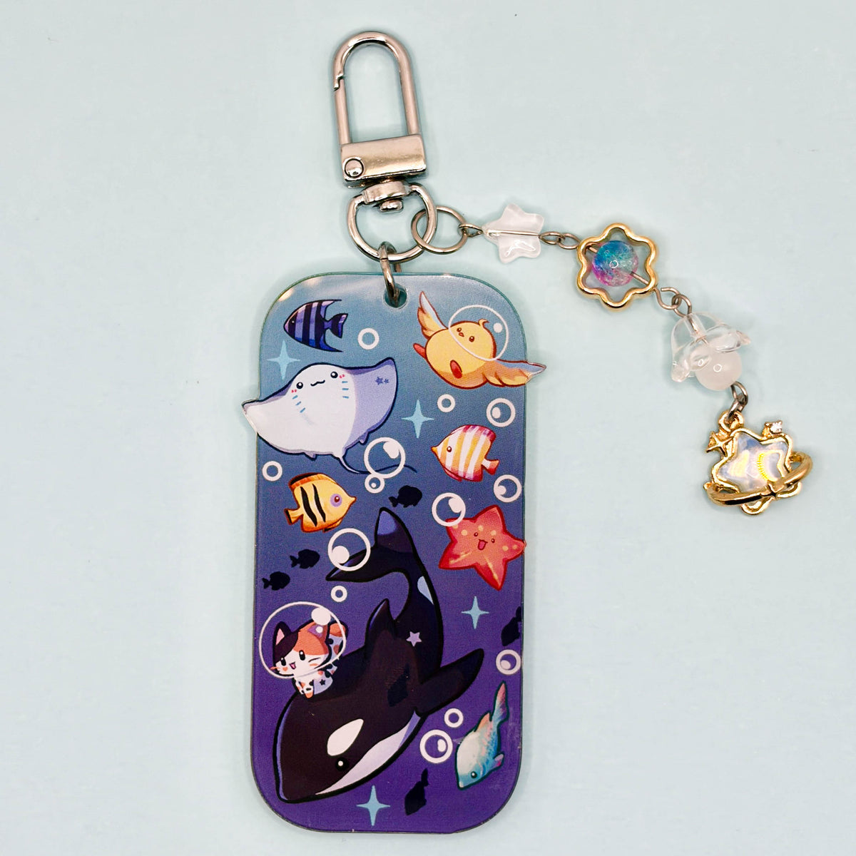 Orca and Kitty Adventure Acrylic Charm