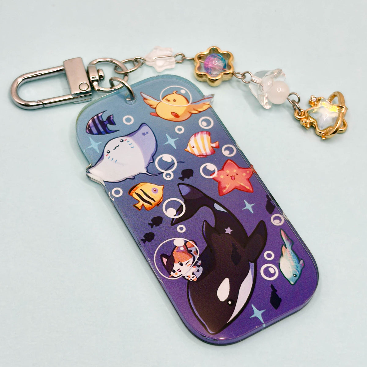 Orca and Kitty Adventure Acrylic Charm