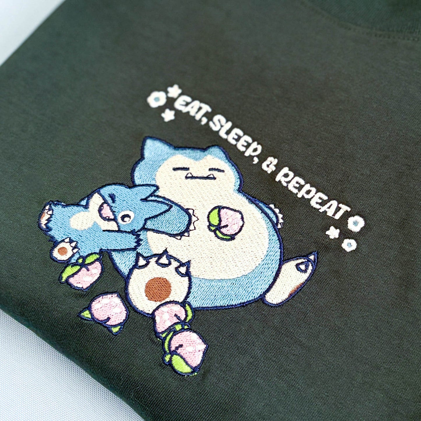 Sleep, Eat, & Repeat Embroidered Tee